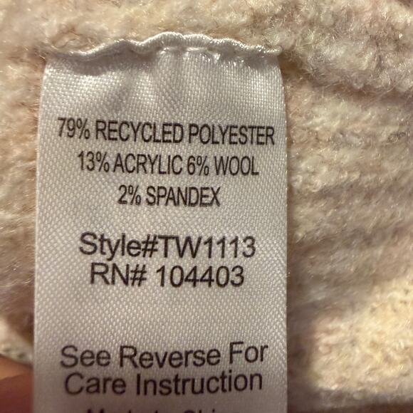 The Workshop NEW Oatmeal Beige Mock Neck Chunky Knit Sweater Medium Cozy Soft - Picture 6 of 8